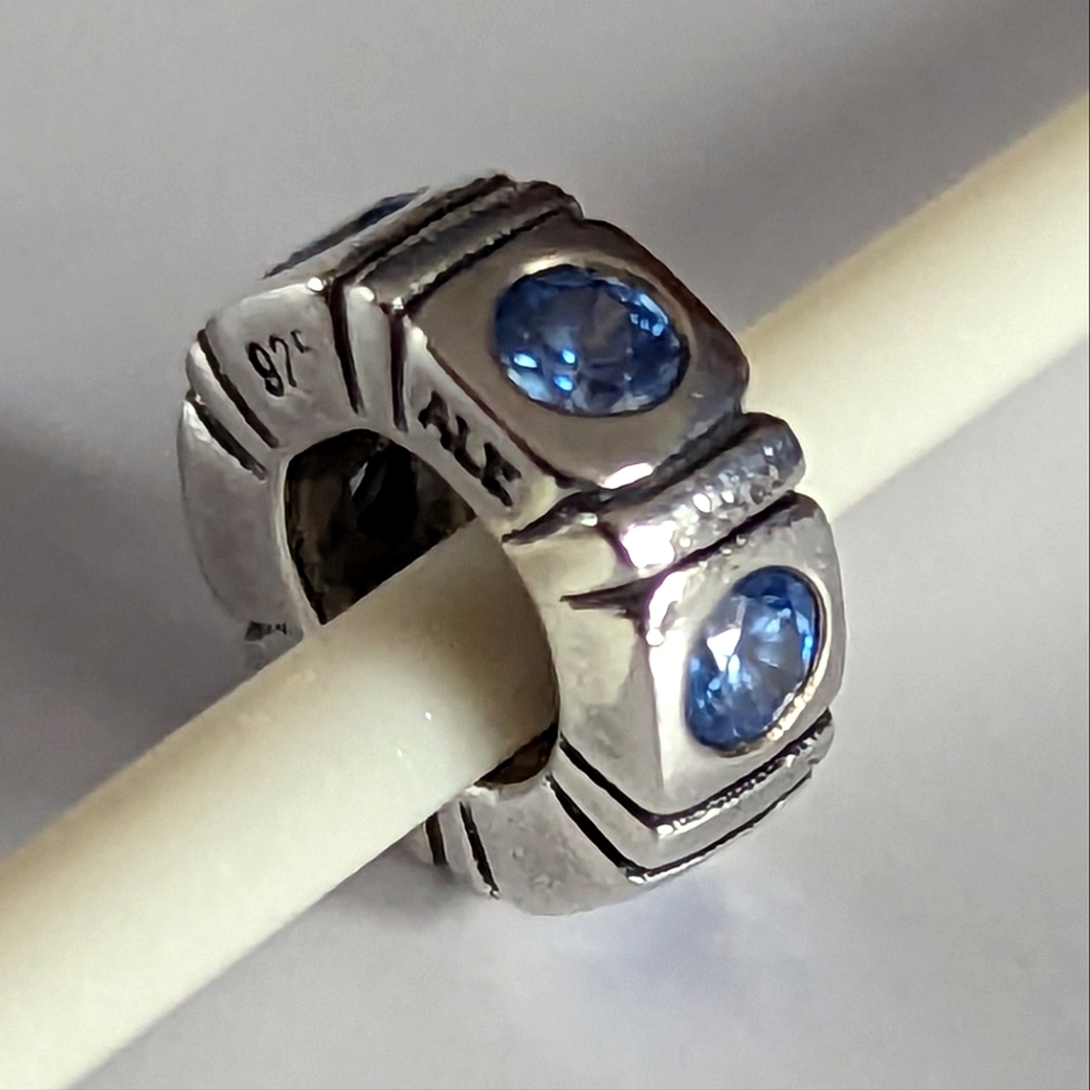 Pandora Trinity Blue Sterling Silver & Crystals Spacer Charm